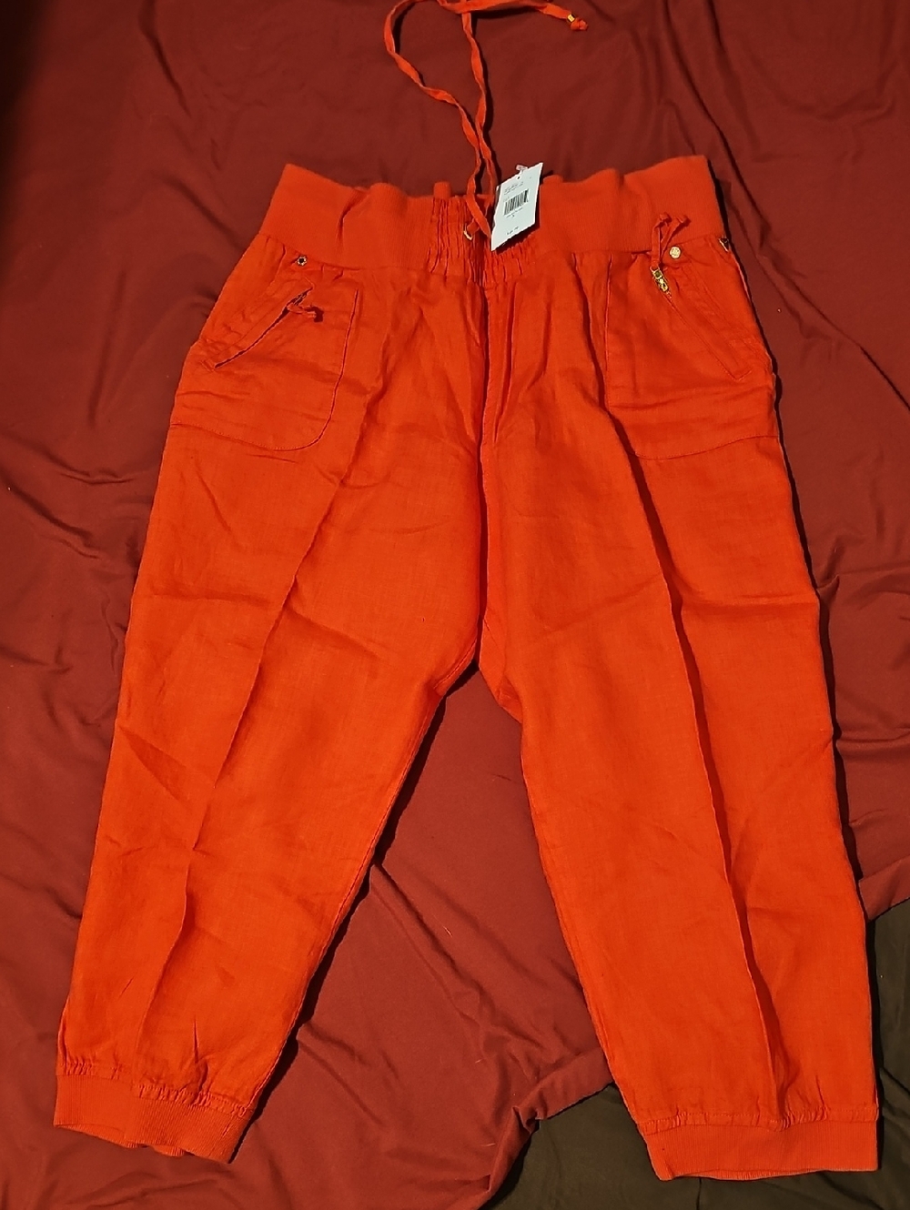 Bright Red Casual Jogger Pants - Picture 2 of 5